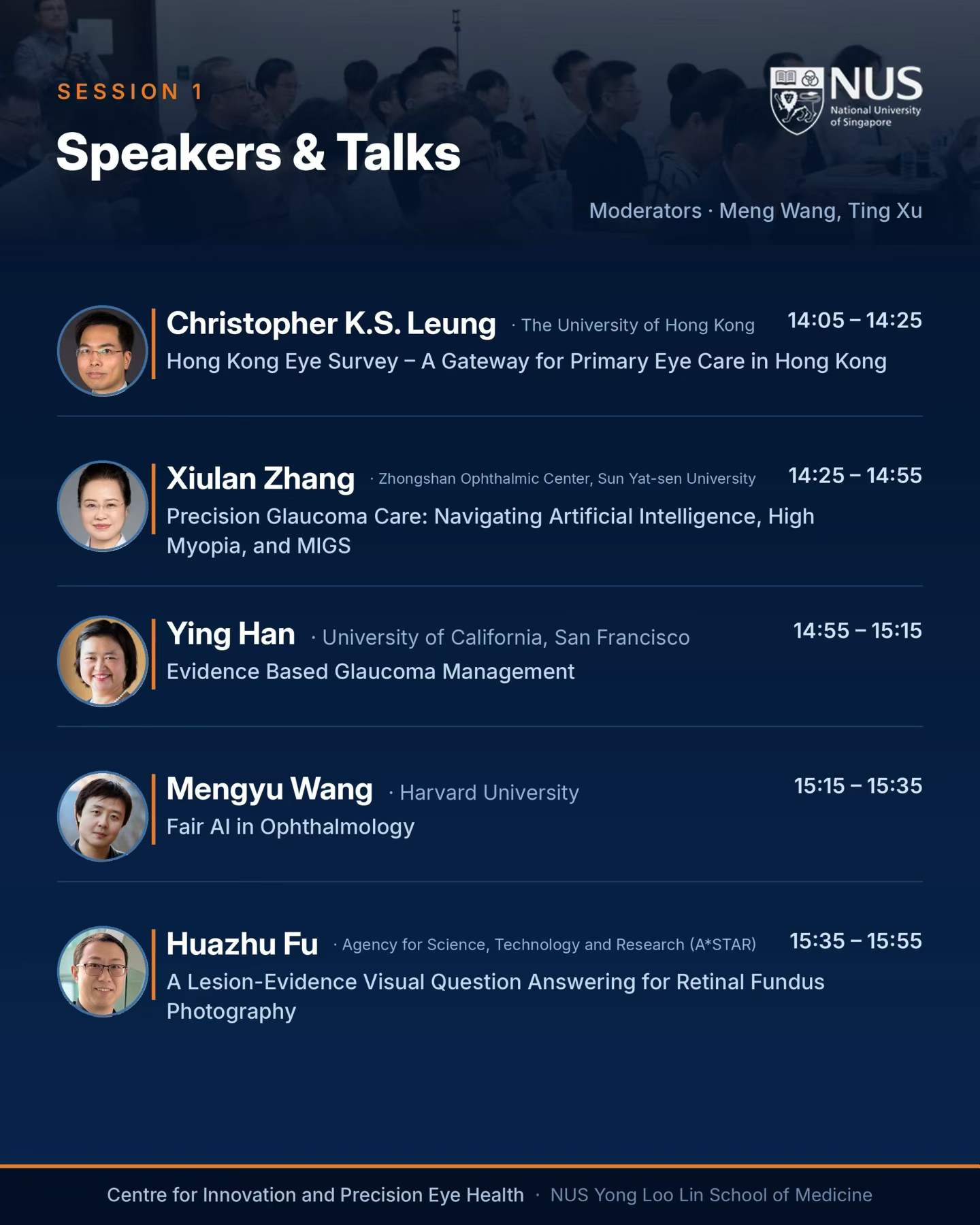 Programme and speakers for the first symposium session